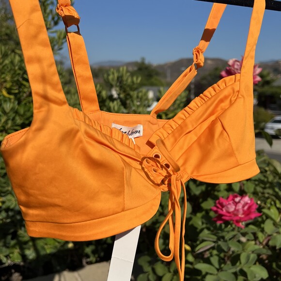 NWT For Love And Lemons Clementine Bra Top Yellow Orange Crop XS fits Small - Picture 3 of 8